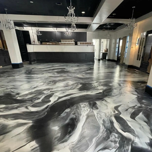 Modern metallic epoxy flooring